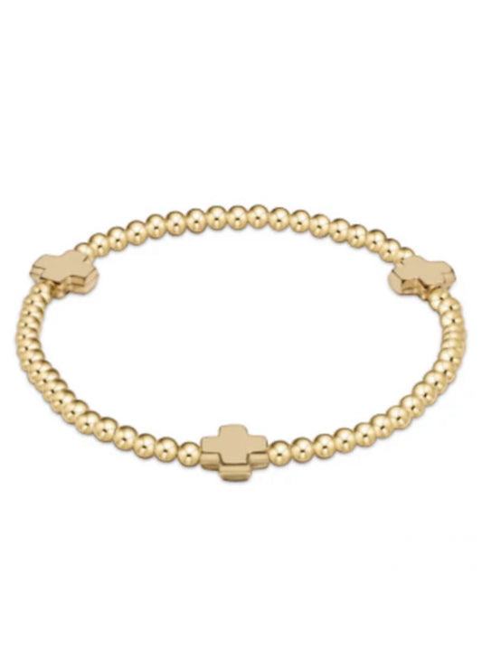 enewton design Signature Cross Gold Pattern 3mm Bead Bracelet - Gold available at The Good Life Boutique