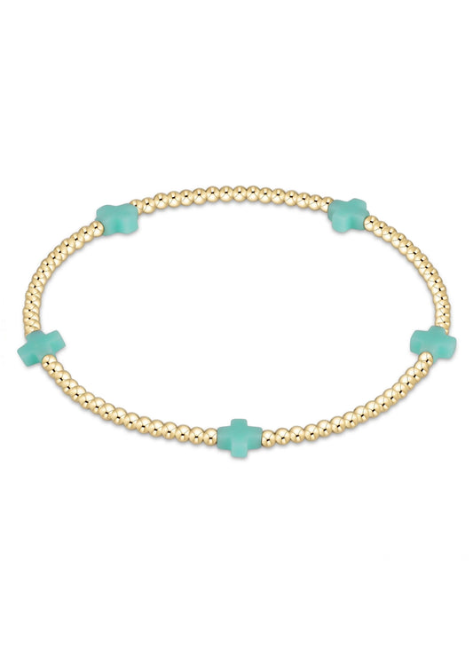 enewton design Enewton - Signature Cross Small Gold Pattern 2mm Bead Bracelet - Mint available at The Good Life Boutique