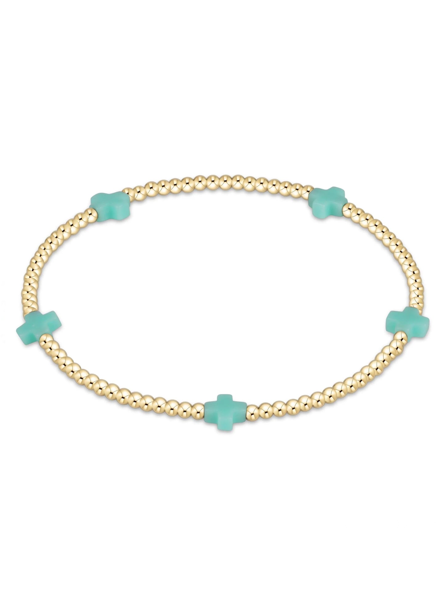 enewton design Enewton - Signature Cross Small Gold Pattern 2mm Bead Bracelet - Mint available at The Good Life Boutique