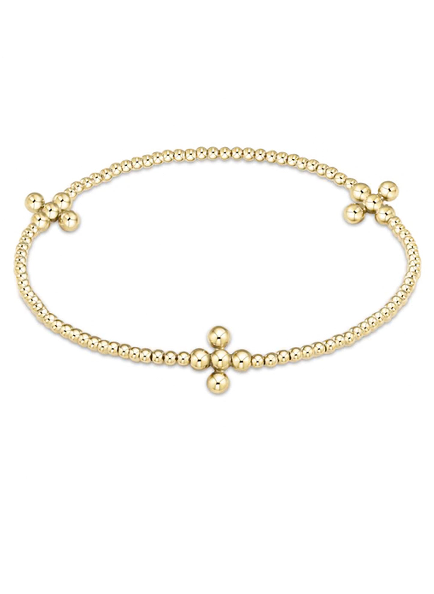 enewton design Signature Cross Small Gold Pattern 2mm Bead Bracelet - Gold available at The Good Life Boutique