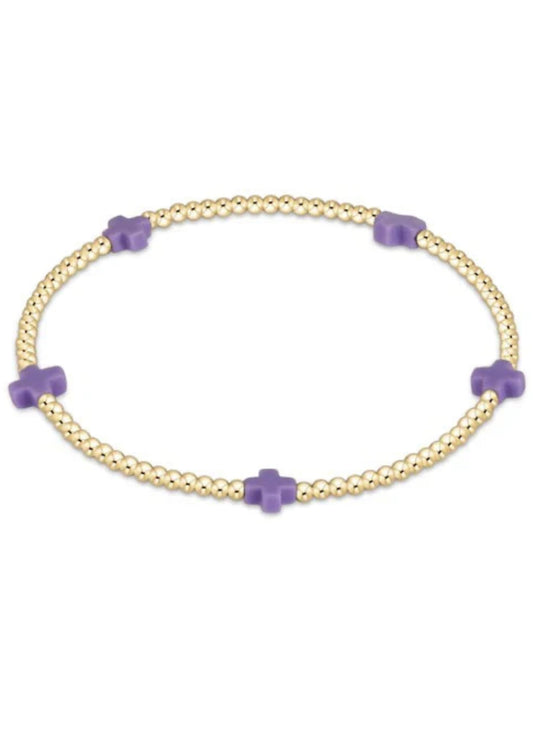 enewton design Signature Cross Small Gold Pattern 2mm Bead Bracelet - Purple available at The Good Life Boutique