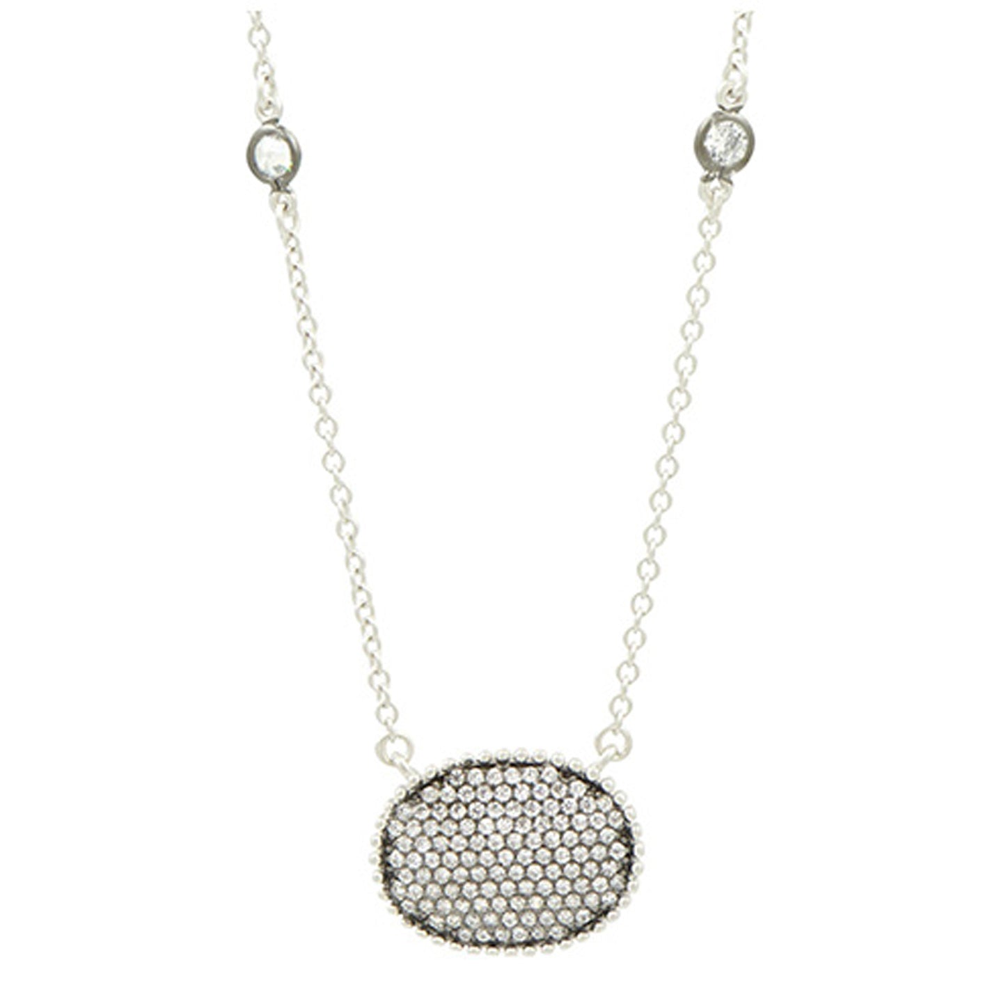 Freida Rothman Signature Pave Oval Disc Pendant available at The Good Life Boutique