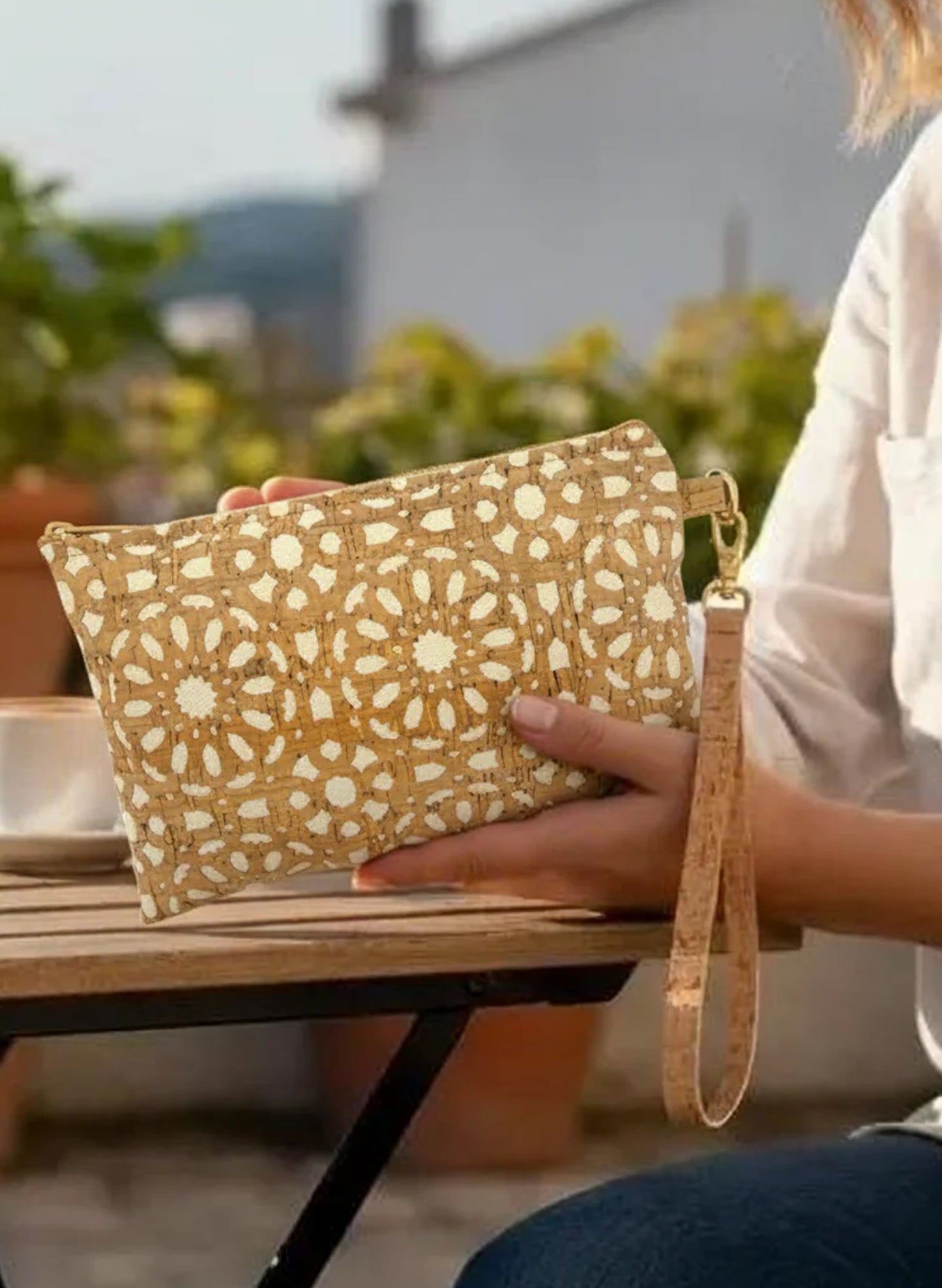 Simple Wristlet - Medium - Cream Mandala