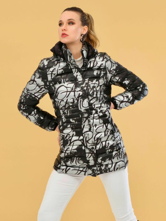 Dolcezza Inc. Dolcezza - Puffer Jacket with Hood - Silver-Grey available at The Good Life Boutique