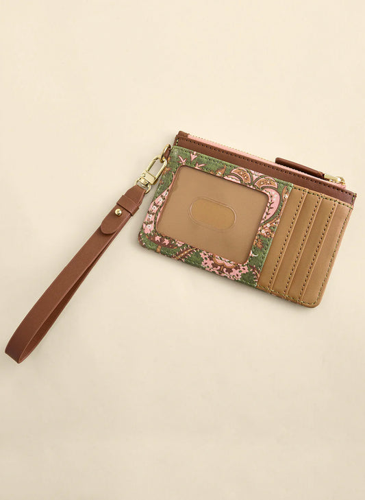 Spartina Slimcard Coinpurse - Mecer House Damask Olive