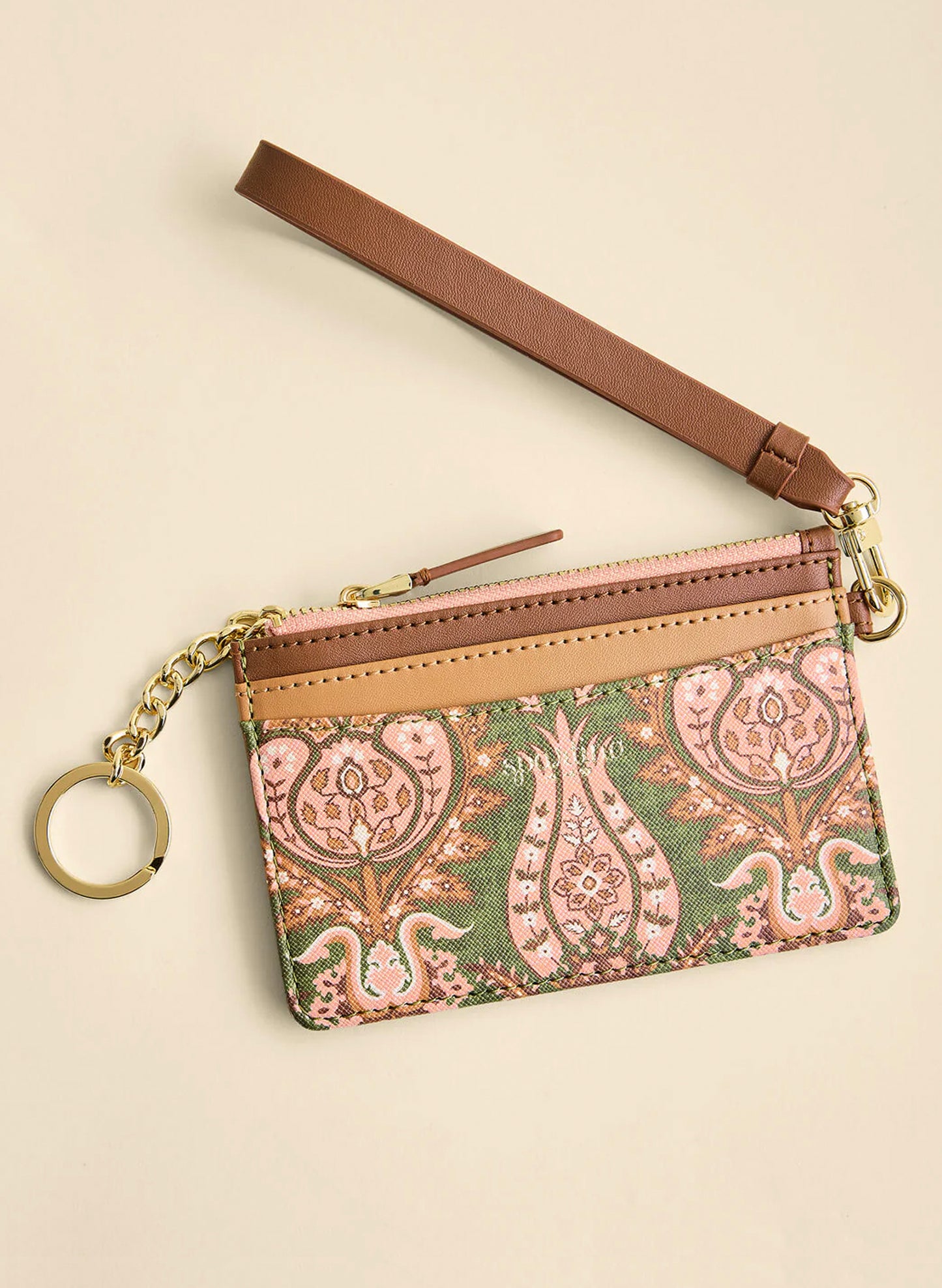 Spartina Slimcard Coinpurse - Mecer House Damask Olive