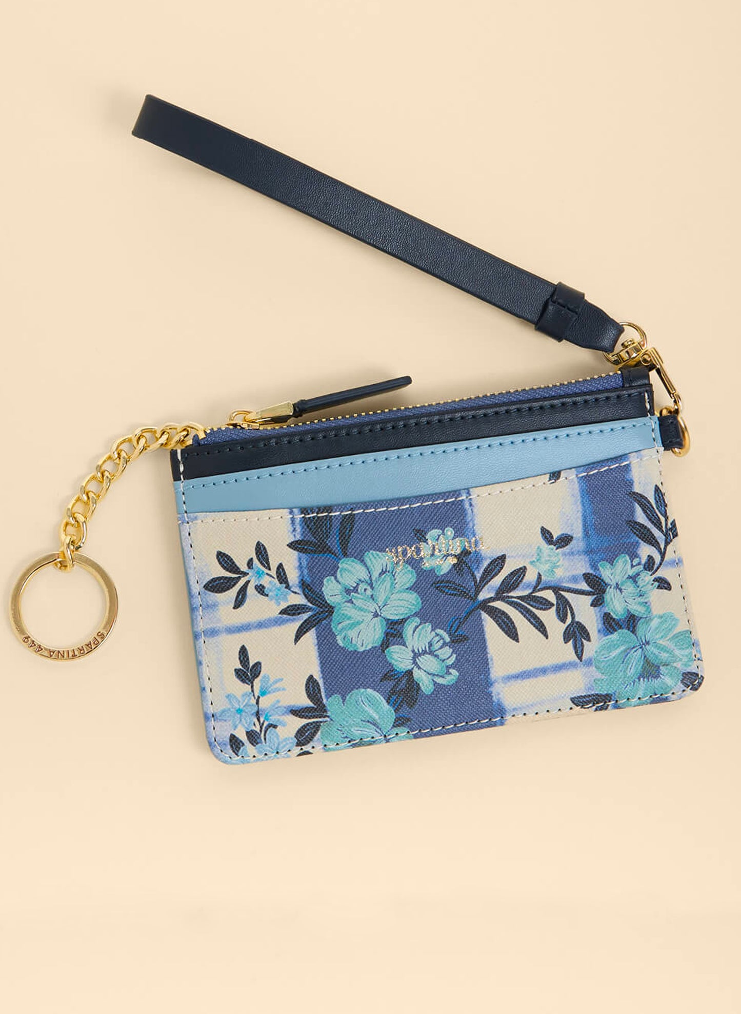 Spartina Slimcard Coinpurse - Serpentine Floral Pane Blue