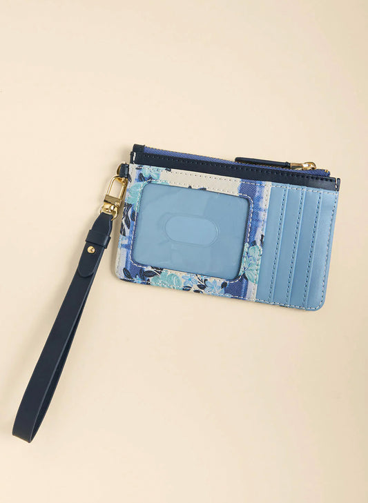 Spartina Slimcard Coinpurse - Serpentine Floral Pane Blue