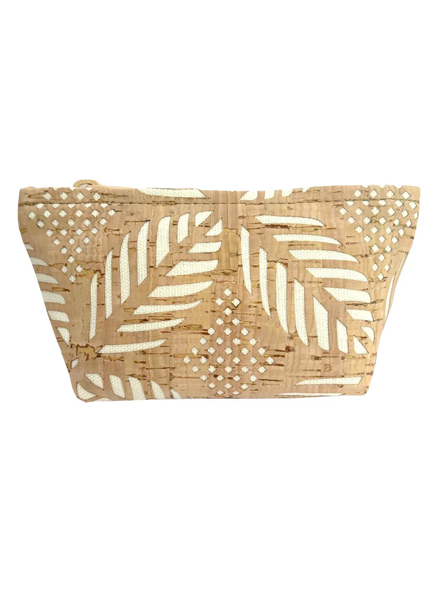 Small Cork Zipper Pouch - Cream Palm