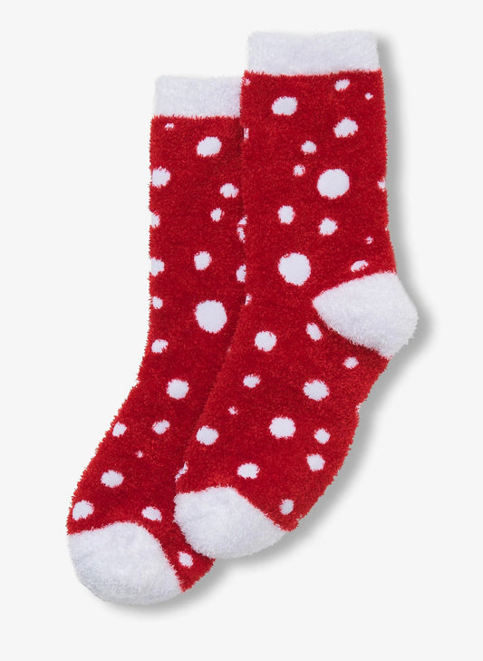 Snow Balls Fuzzy Socks - Red