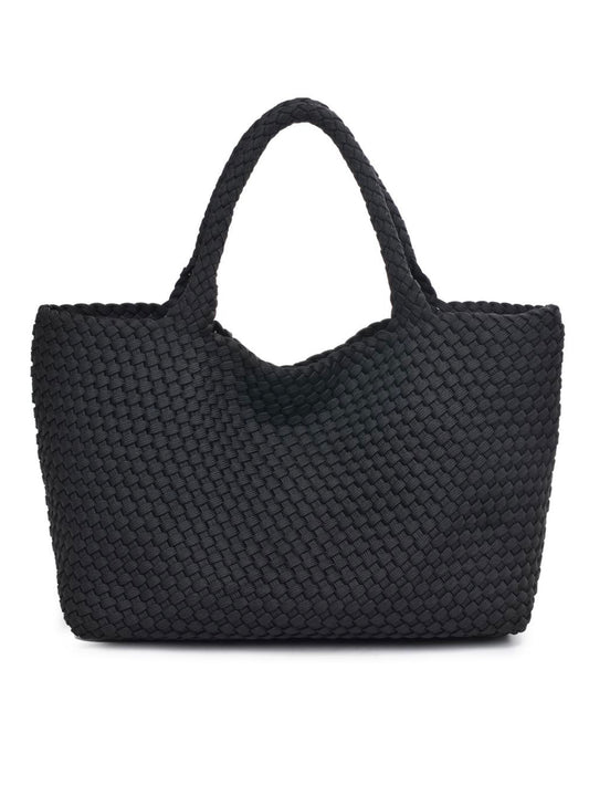 Sol & Selene Sol & Selene - Sky's The Limit - Large Laced Up Eco-Edition Tote - Black available at The Good Life Boutique