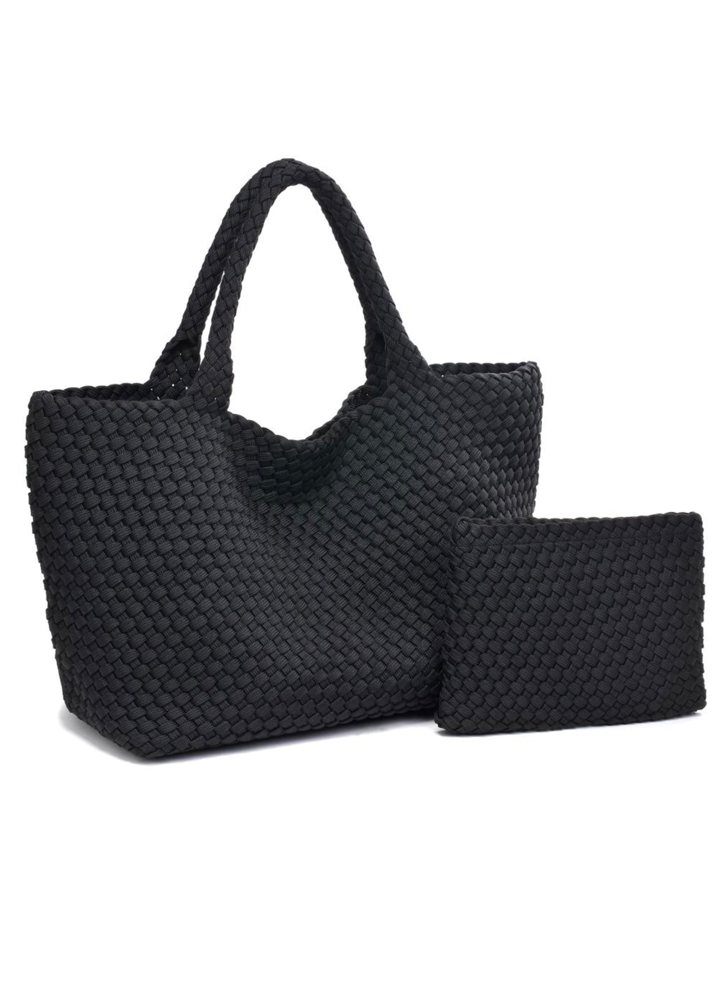 Sol & Selene Sol & Selene - Sky's The Limit - Large Laced Up Eco-Edition Tote - Black available at The Good Life Boutique