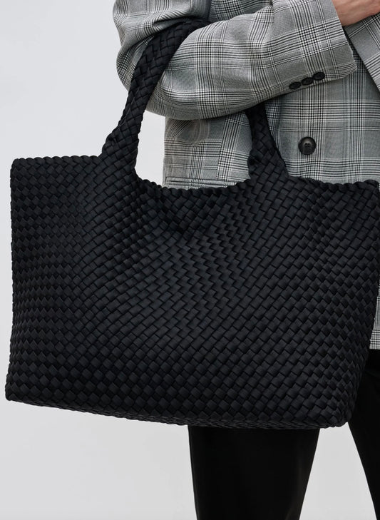 Sol & Selene Sol & Selene - Sky's The Limit - Large Woven Neoprene Tote - Black available at The Good Life Boutique