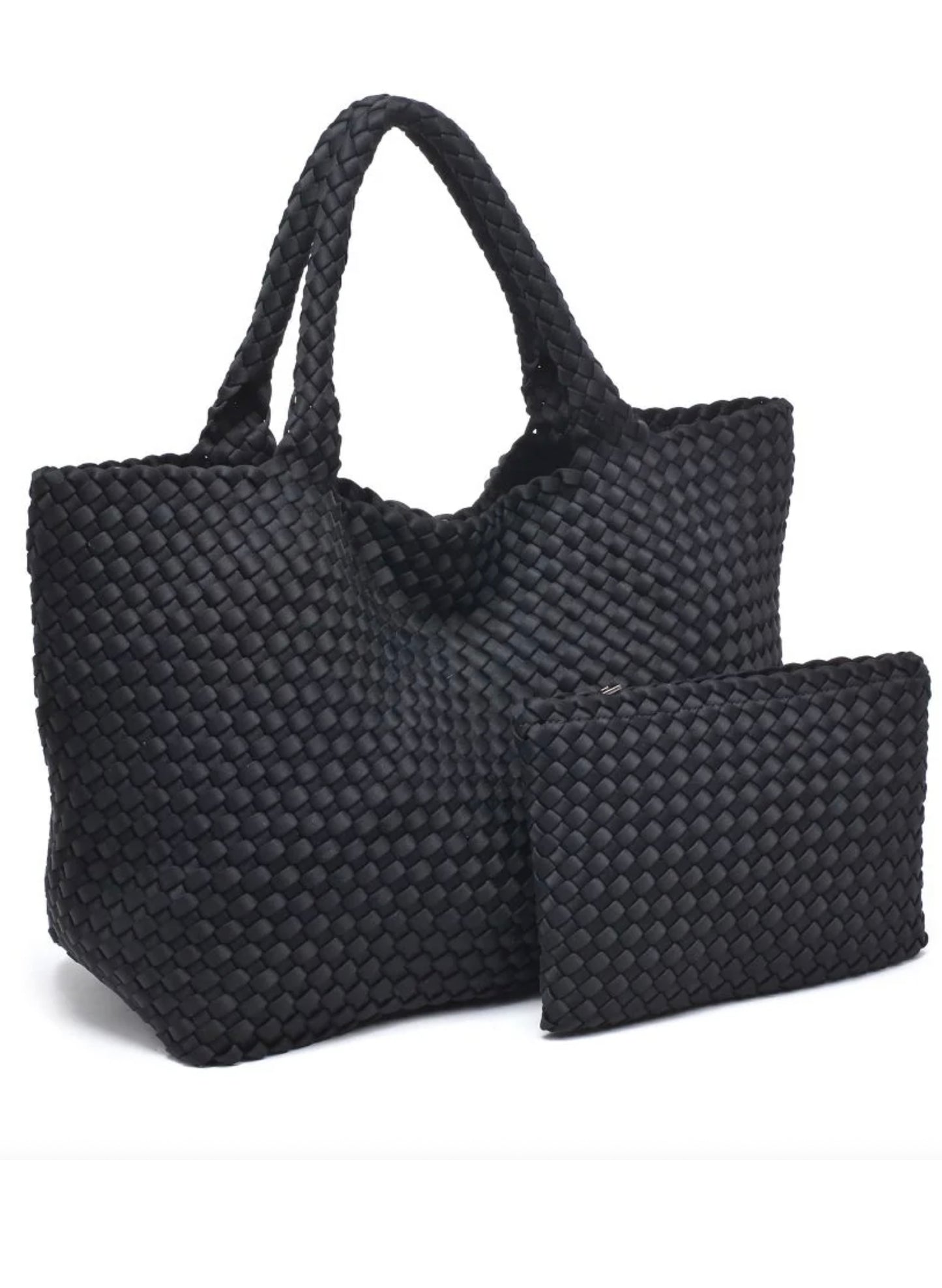 Sol & Selene Sol & Selene - Sky's The Limit - Large Woven Neoprene Tote - Black available at The Good Life Boutique