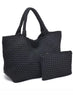 Sol & Selene Sol & Selene - Sky's The Limit - Large Woven Neoprene Tote - Black available at The Good Life Boutique