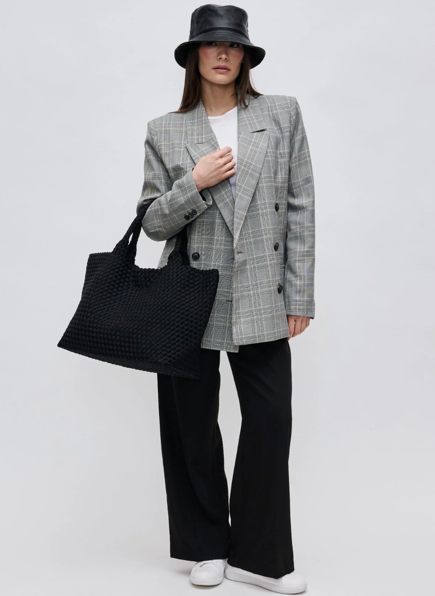 Sol & Selene Sol & Selene - Sky's The Limit - Large Woven Neoprene Tote - Black available at The Good Life Boutique