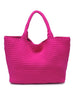 Sol & Selene Sol & Selene - Sky's The Limit - Large Woven Neoprene Tote - Fuchsia available at The Good Life Boutique