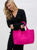Sol & Selene Sol & Selene - Sky's The Limit - Large Woven Neoprene Tote - Fuchsia available at The Good Life Boutique