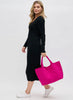 Sol & Selene Sol & Selene - Sky's The Limit - Large Woven Neoprene Tote - Fuchsia available at The Good Life Boutique