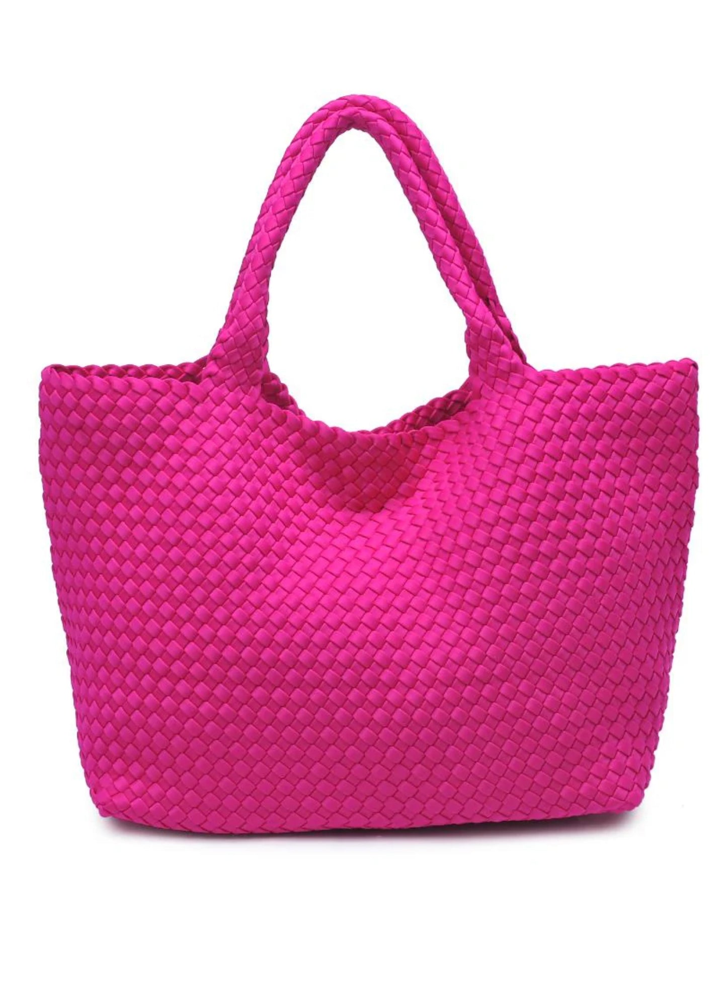 Sol & Selene Sol & Selene - Sky's The Limit - Large Woven Neoprene Tote - Fuchsia available at The Good Life Boutique