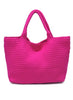 Sol & Selene Sol & Selene - Sky's The Limit - Large Woven Neoprene Tote - Fuchsia available at The Good Life Boutique