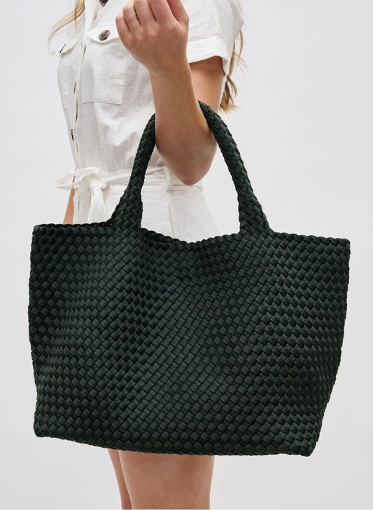 Sol & Selene Sol & Selene - Sky's The Limit - Large Woven Neoprene Tote - Olive available at The Good Life Boutique