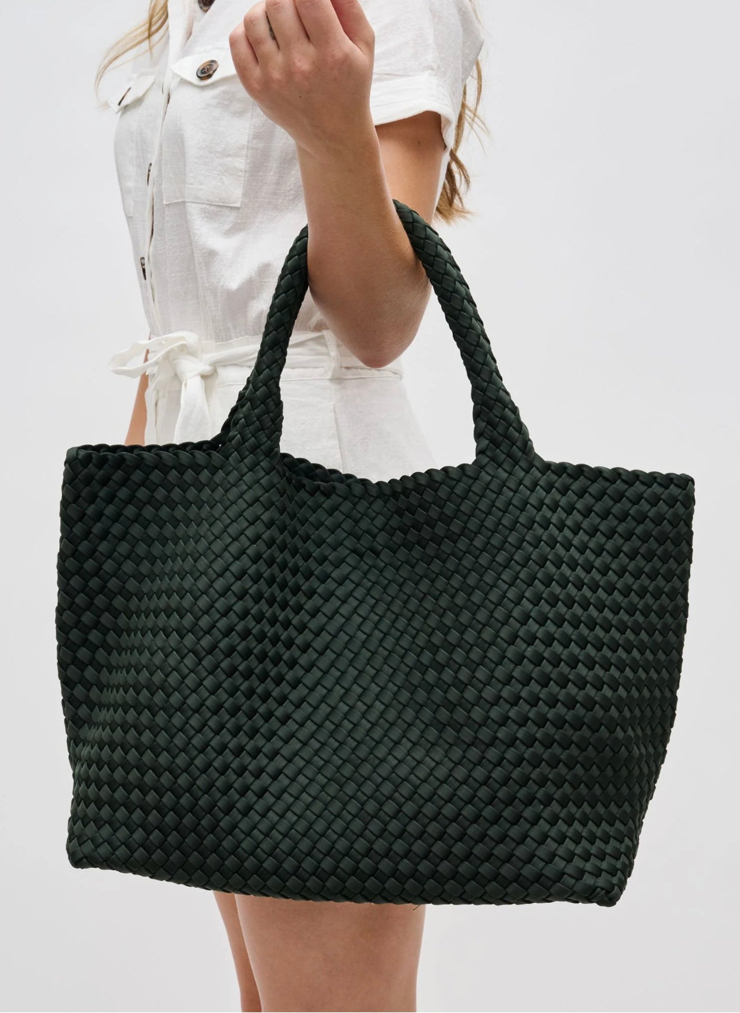 Sol & Selene Sol & Selene - Sky's The Limit - Large Woven Neoprene Tote - Olive available at The Good Life Boutique