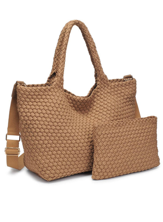 Sol & Selene Sol & Selene - Sky's The Limit - Medium Laced Up Eco-Edition Tote - Nude available at The Good Life Boutique