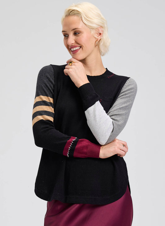 Zaket & Plover Zaket & Plover - Spliced Sweater - Black available at The Good Life Boutique