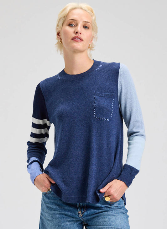 Zaket & Plover Zaket & Plover - Spliced Sweater - Denim available at The Good Life Boutique