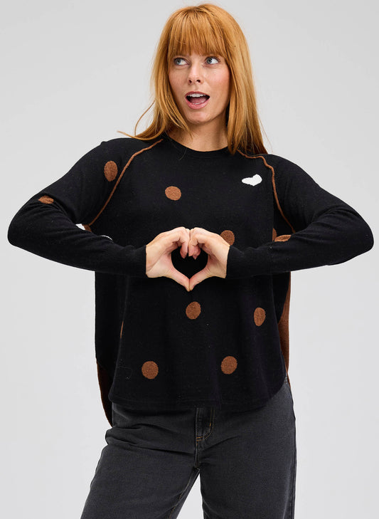 Zaket & Plover Zaket & Plover - Spot The Love Sweater - Black available at The Good Life Boutique
