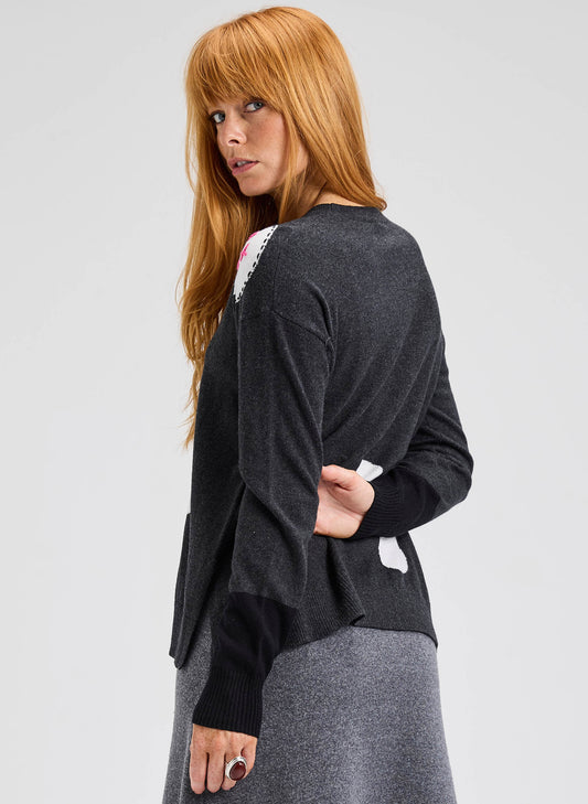 Zaket & Plover Zaket & Plover - Spots Intarsia Sweater - Charcoal available at The Good Life Boutique