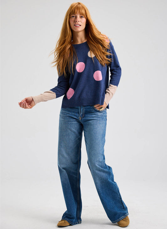 Zaket & Plover Zaket & Plover - Spots Intarsia Sweater - Denim available at The Good Life Boutique