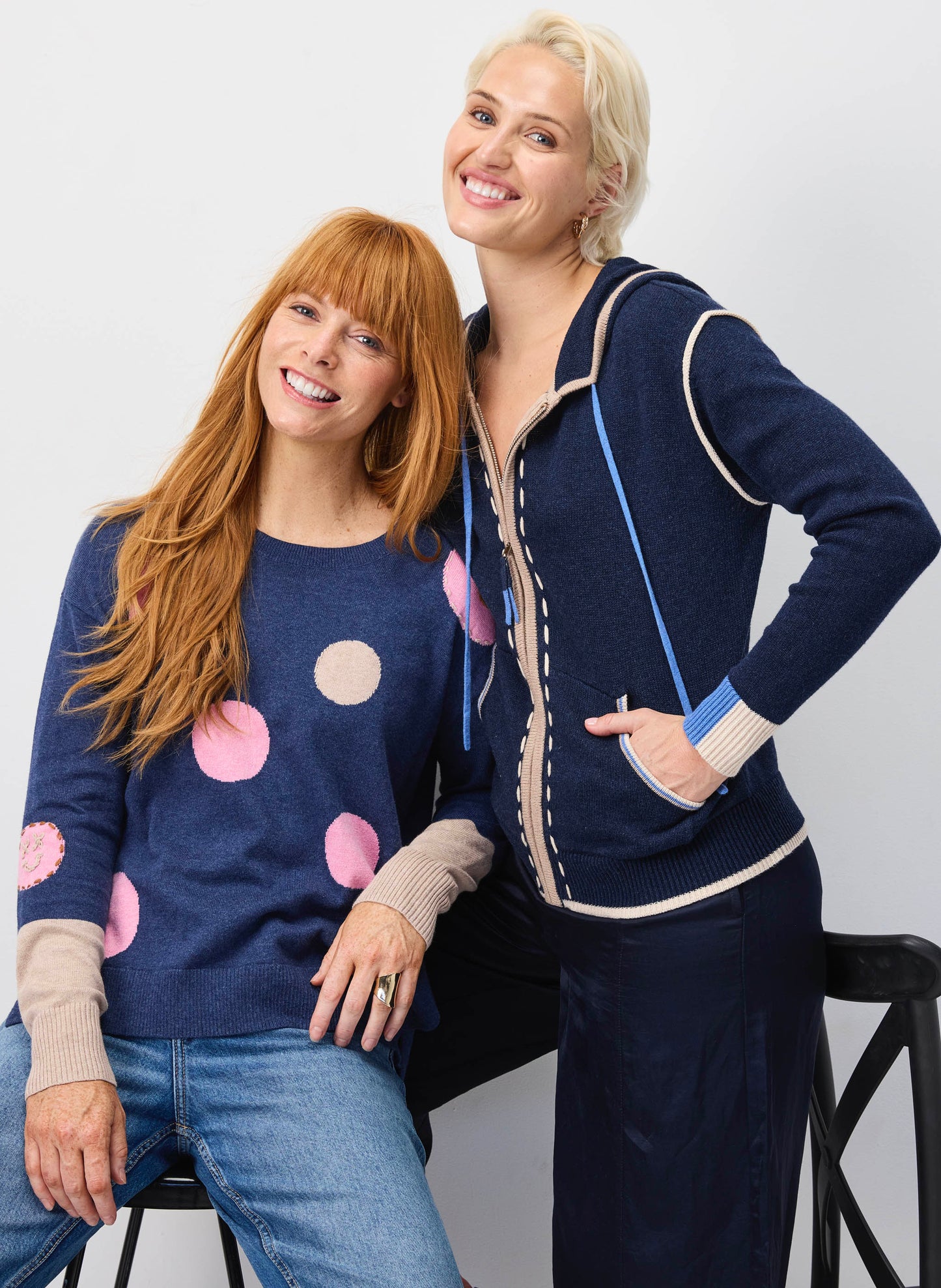 Zaket & Plover Zaket & Plover - Spots Intarsia Sweater - Denim available at The Good Life Boutique