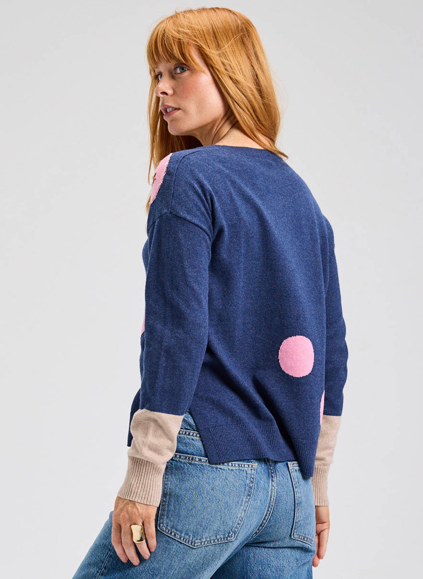 Zaket & Plover Zaket & Plover - Spots Intarsia Sweater - Denim available at The Good Life Boutique