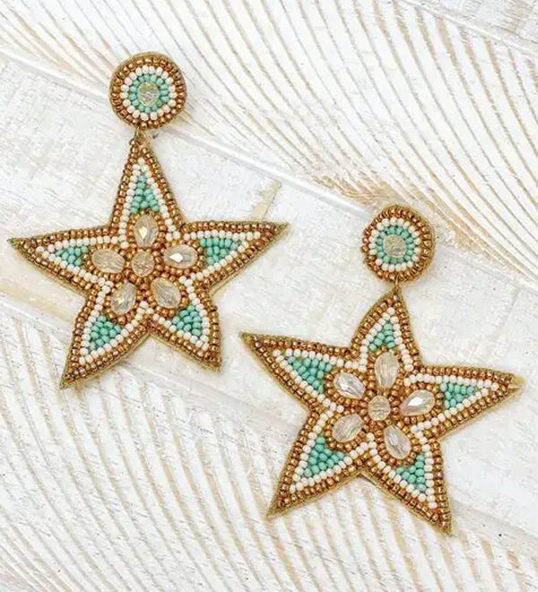 Prep Obsessed Wholesale Starfish Beaded Dangle Earrings available at The Good Life Boutique