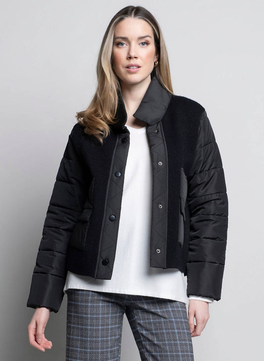 Picadilly Fashions Strand Collar Button Front Jacket - Black available at The Good Life Boutique