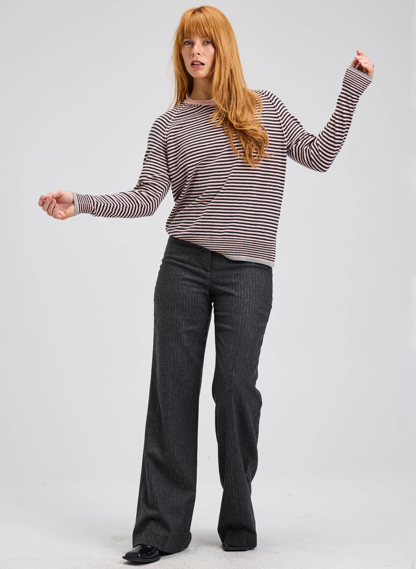 Zaket & Plover Zaket & Plover - Stripe Crew - Powder available at The Good Life Boutique