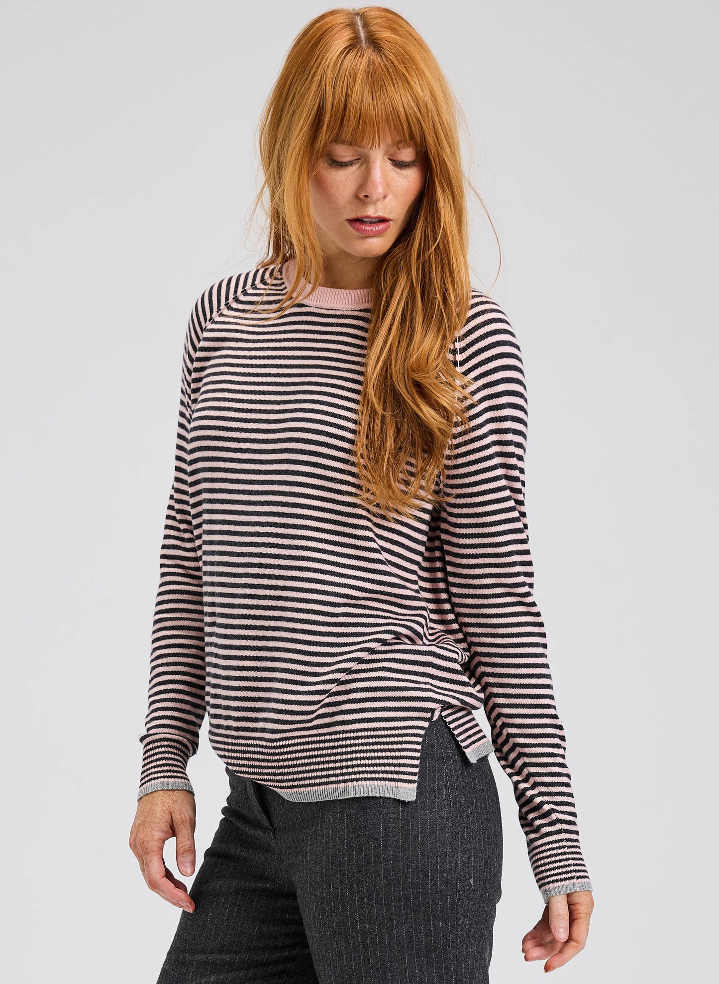 Zaket & Plover Zaket & Plover - Stripe Crew - Powder available at The Good Life Boutique