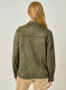Mystree Suede Shacket - Moss available at The Good Life Boutique