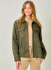 Mystree Suede Shacket - Moss available at The Good Life Boutique