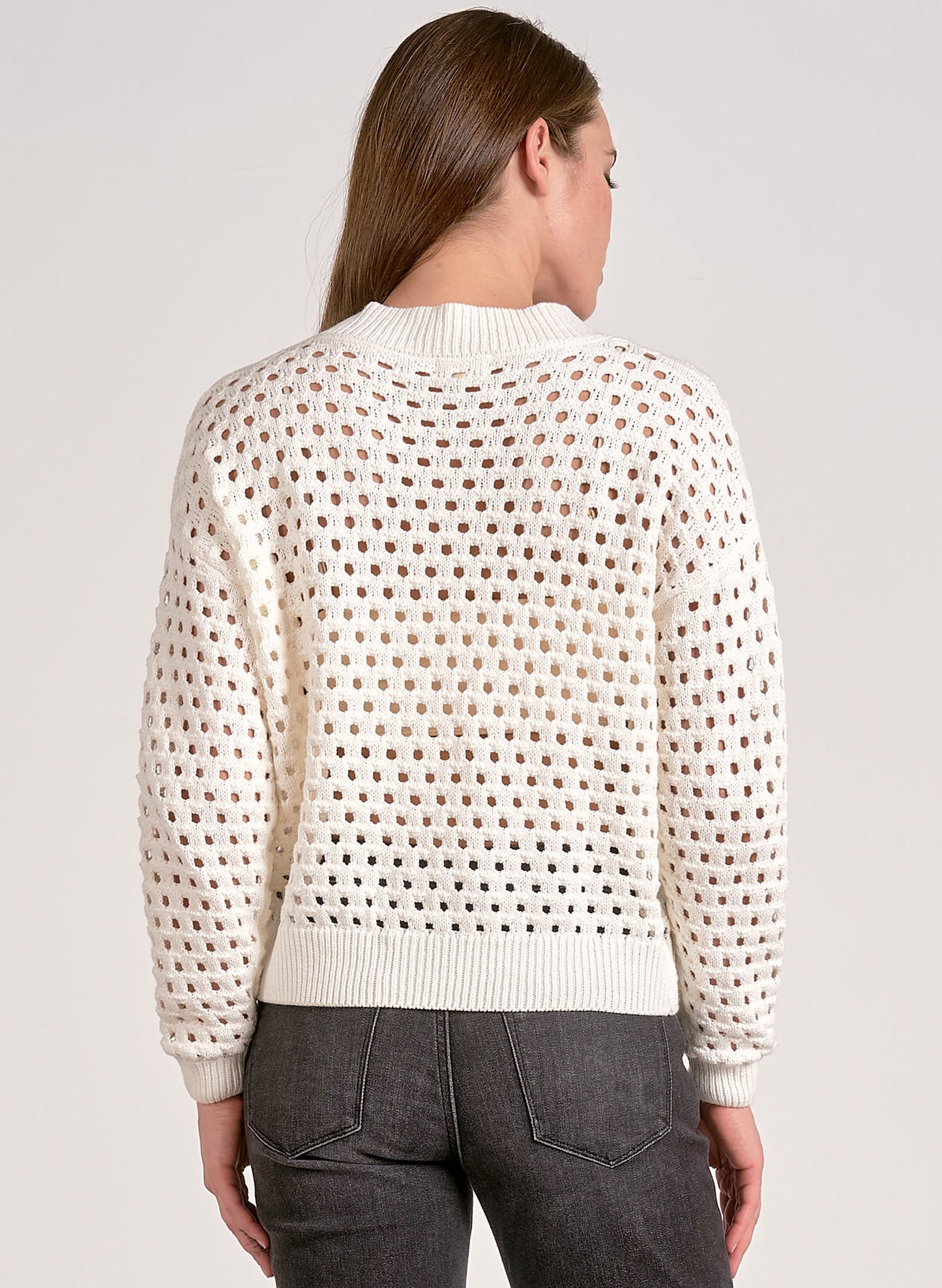 Elan Elan - 1 Sweater Cardigan Zip Up - White available at The Good Life Boutique