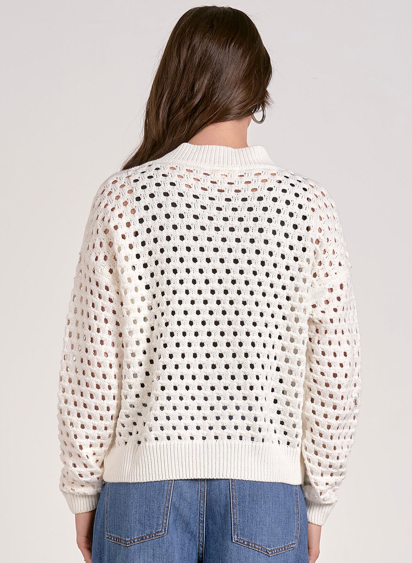 Elan Elan - 1 Sweater Cardigan Zip Up - White available at The Good Life Boutique