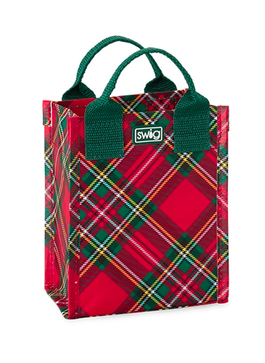 Swig - Christmas Plaid Reusable Gift Bag- (Mini)