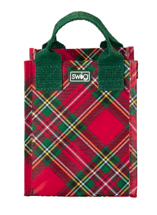 Swig - Christmas Plaid Reusable Gift Bag- (Mini)