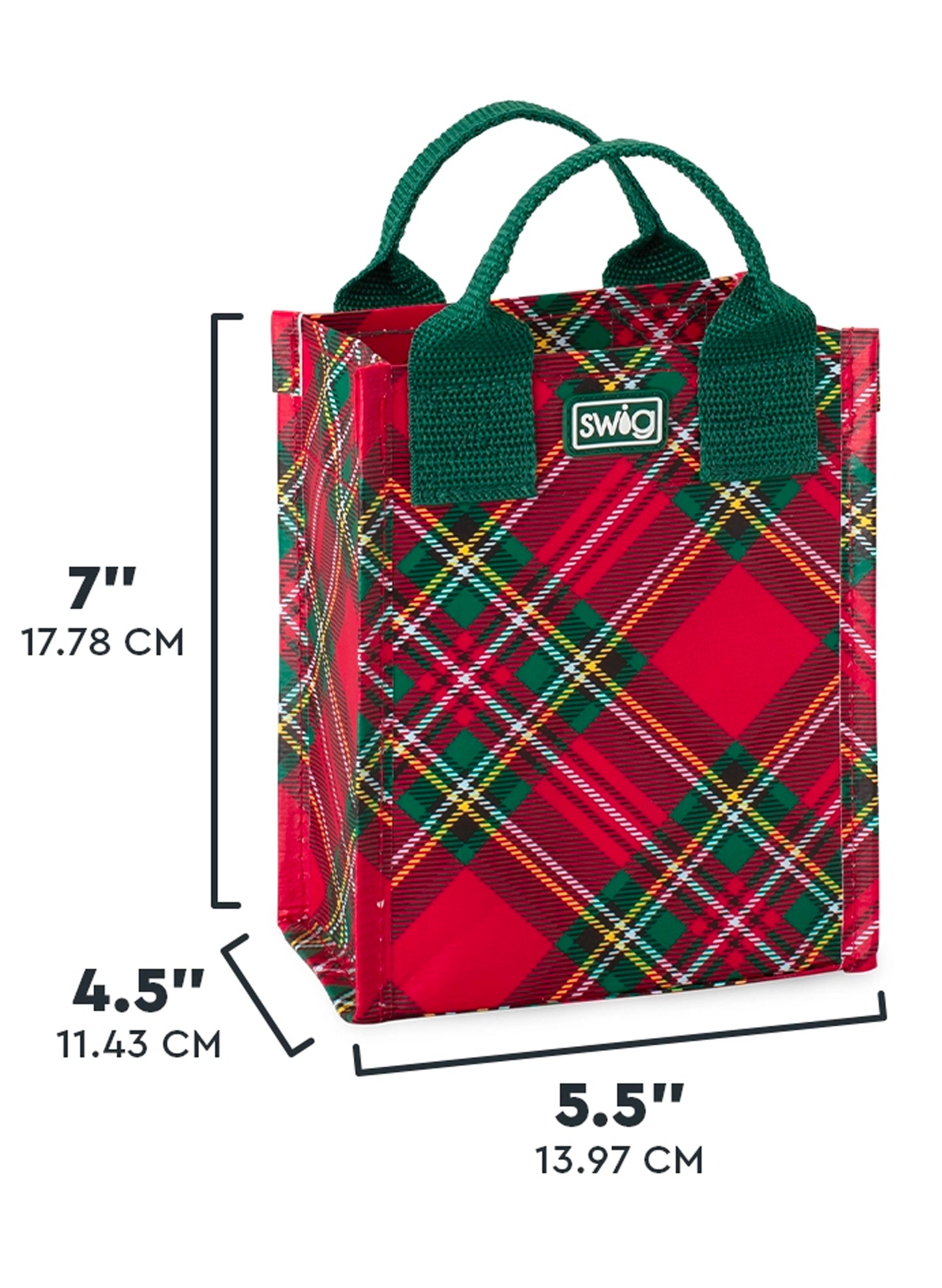Swig - Christmas Plaid Reusable Gift Bag- (Mini)