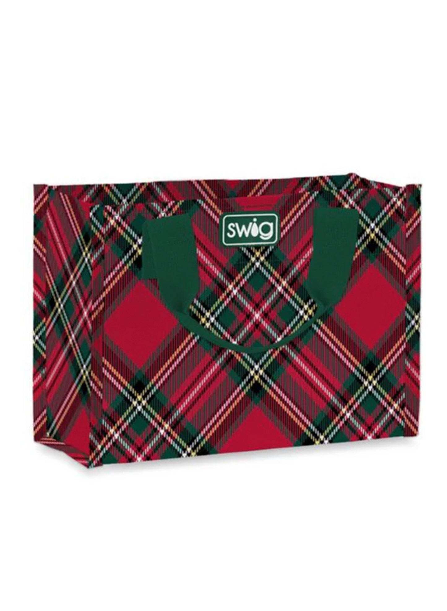 Swig - Christmas Plaid Reusable Gift Bag- (Small)