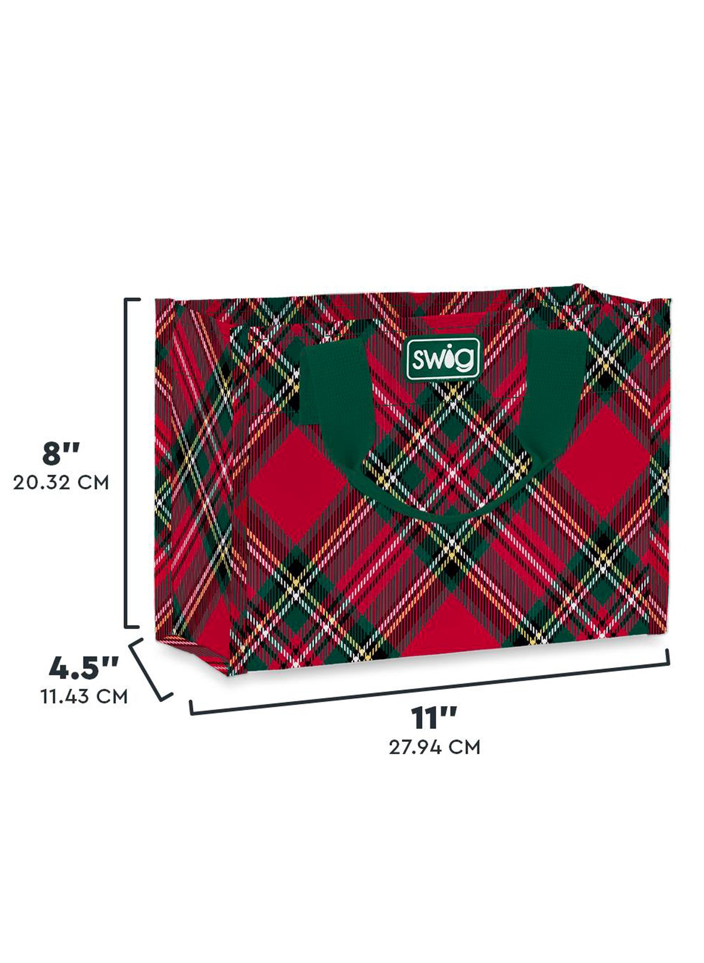 Swig - Christmas Plaid Reusable Gift Bag- (Small)