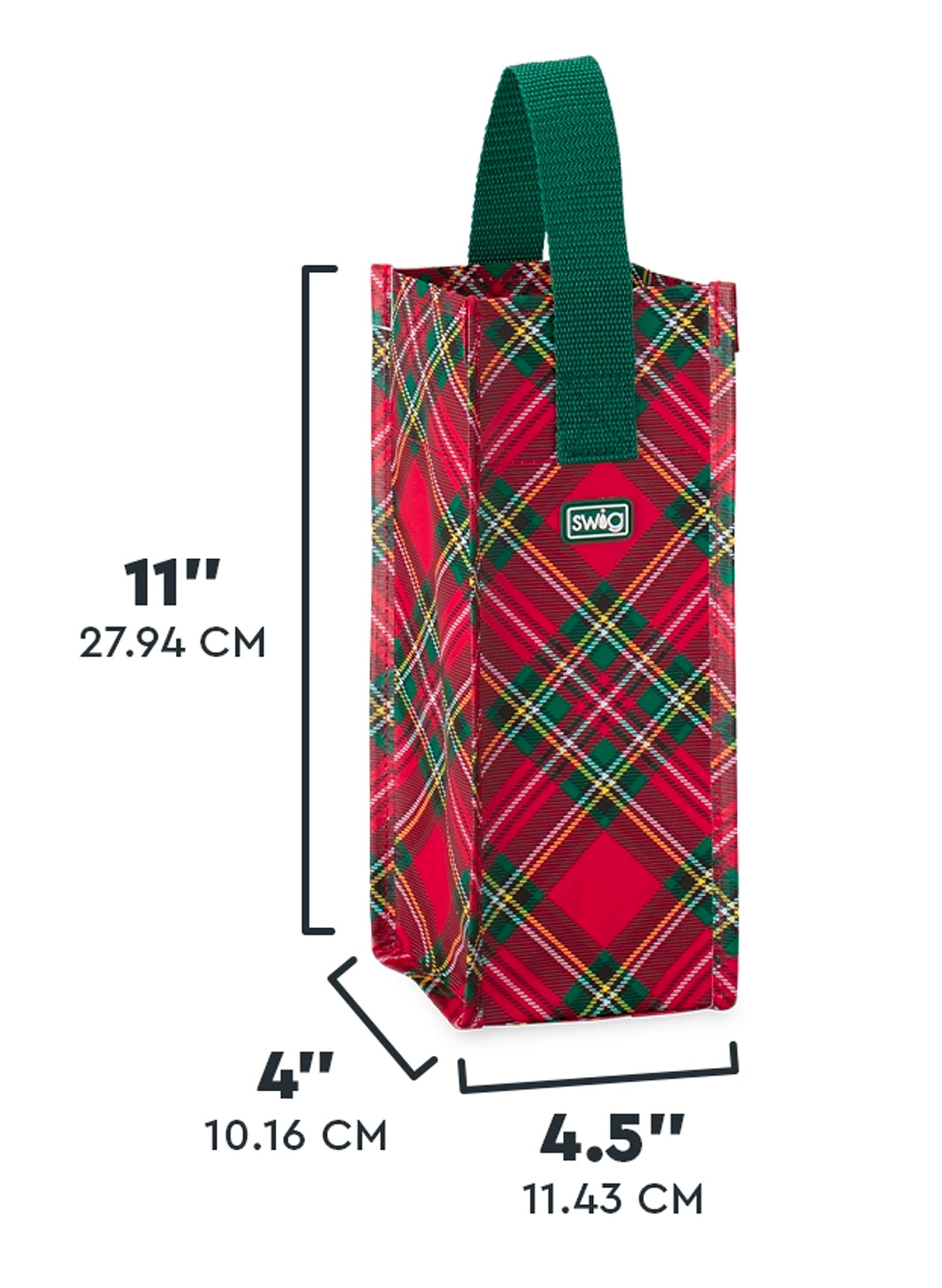 Swig - Christmas Plaid Reusable Gift Bag- (Wine)