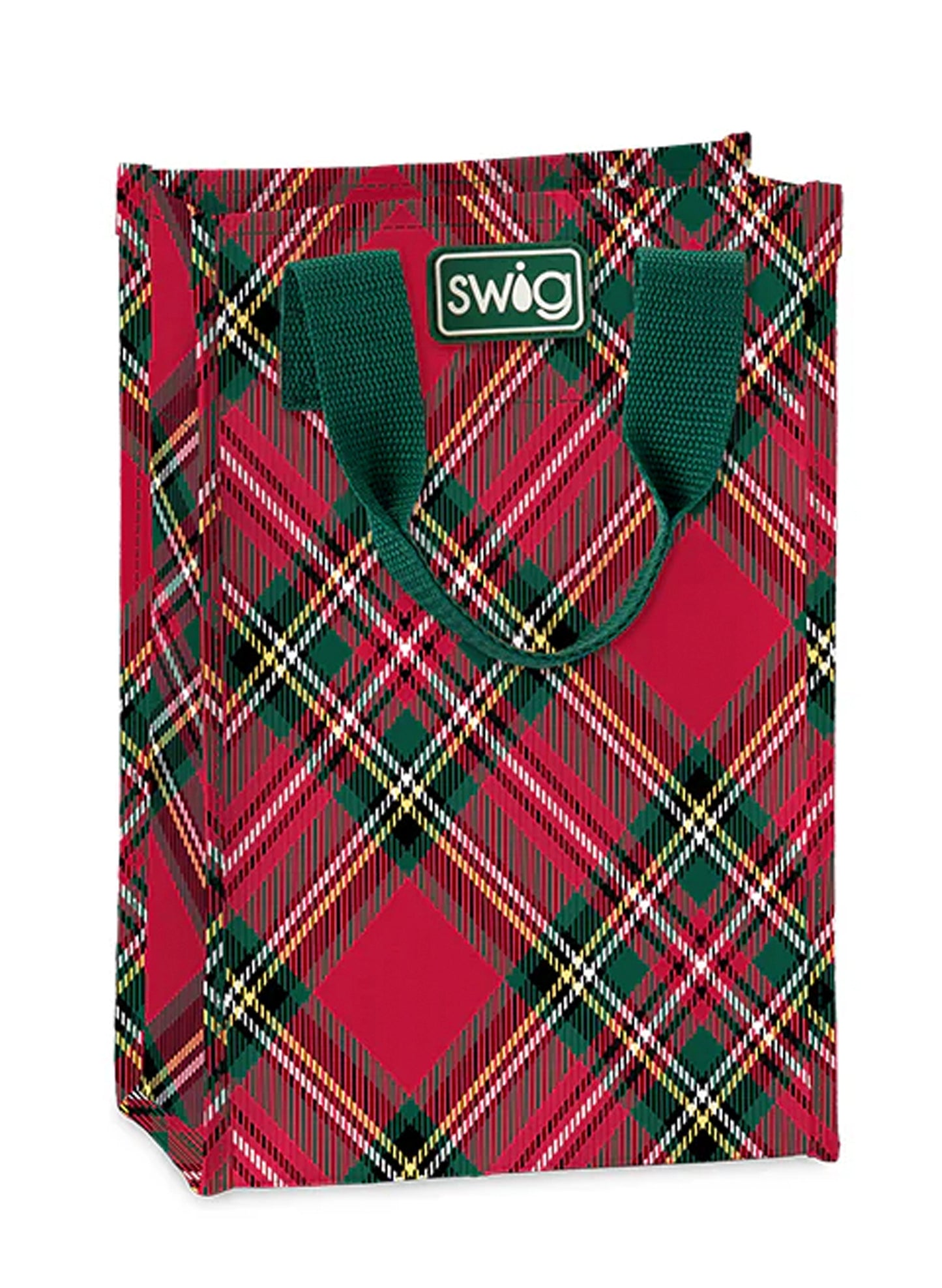 Swig - Christmas Plaid Reusable Gift Bag- (Tall)